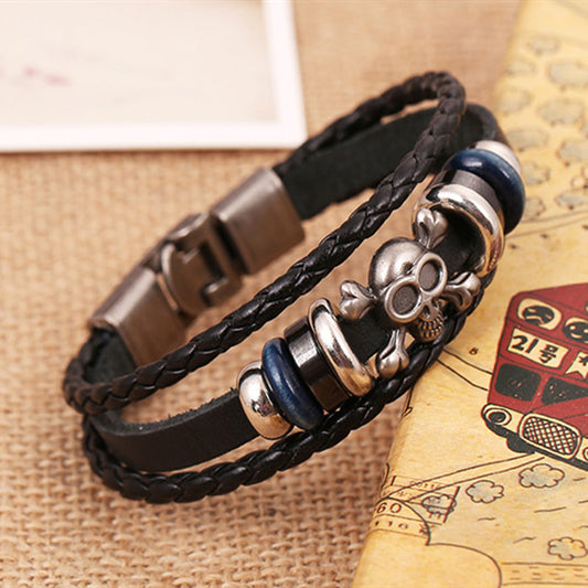 Fashion Retro Skull Accessory Leather Bracelet