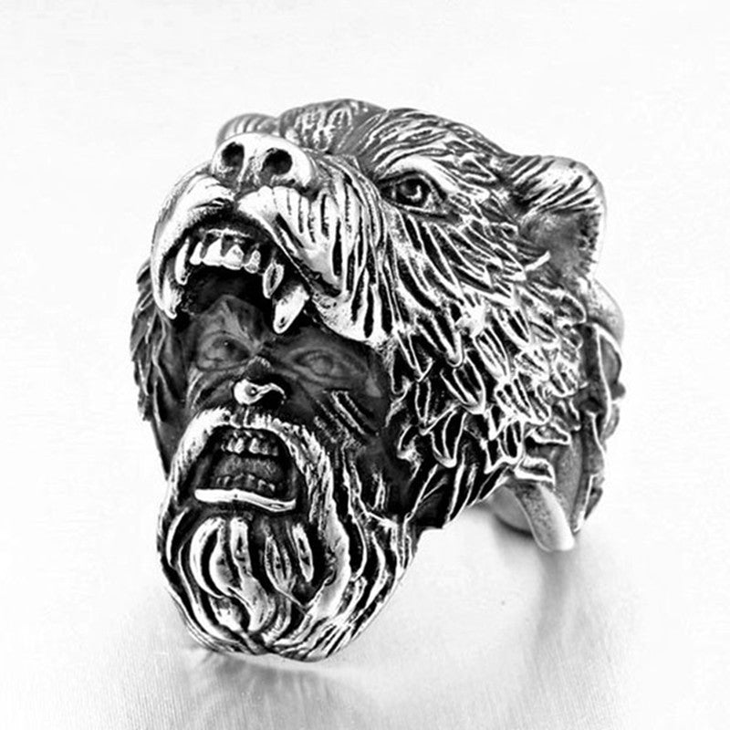 Popular Viking Celtic Bear Head Ring