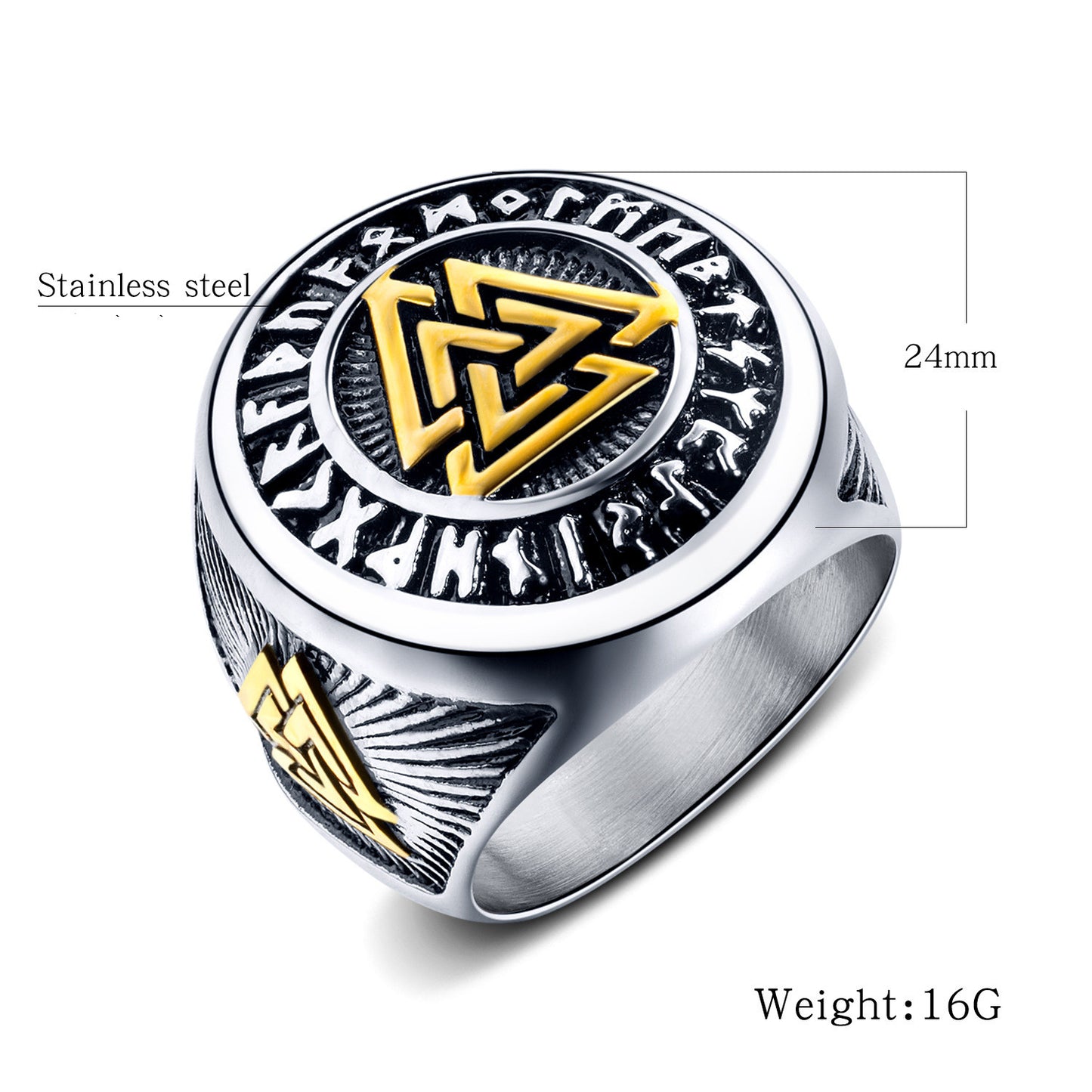 Viking Odin Triangle Titanium Steel Ring