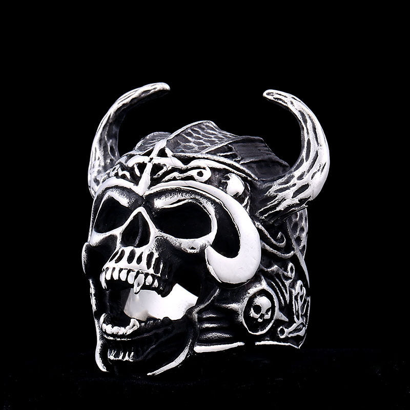 Stainless Steel Ring Skull Helmet Warrior