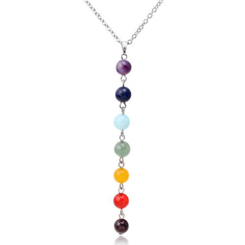 Chakra Gem Stone Beads Pendant Necklace