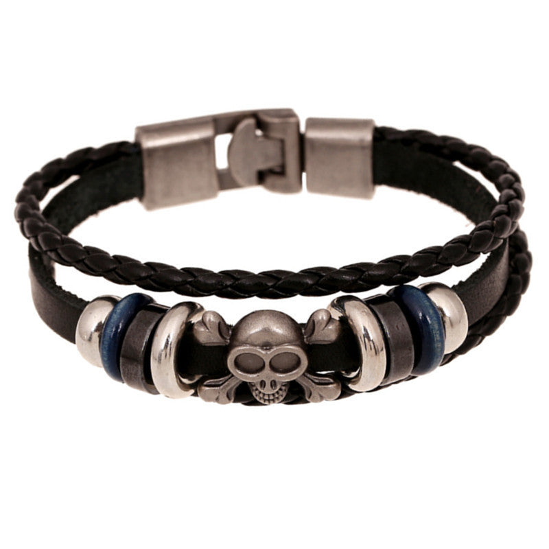 Fashion Retro Skull Accessory Leather Bracelet