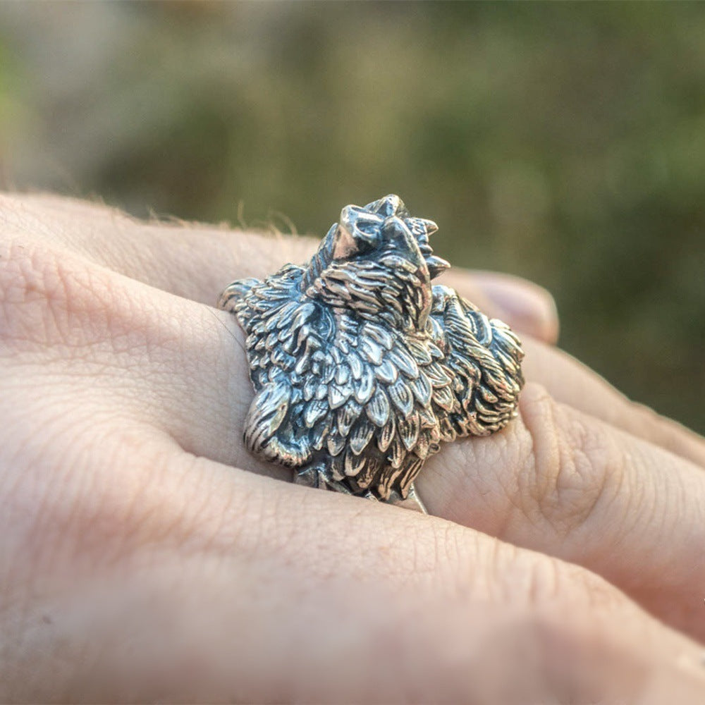 Viking Warrior Male Ring Bear Head Celtic Ring