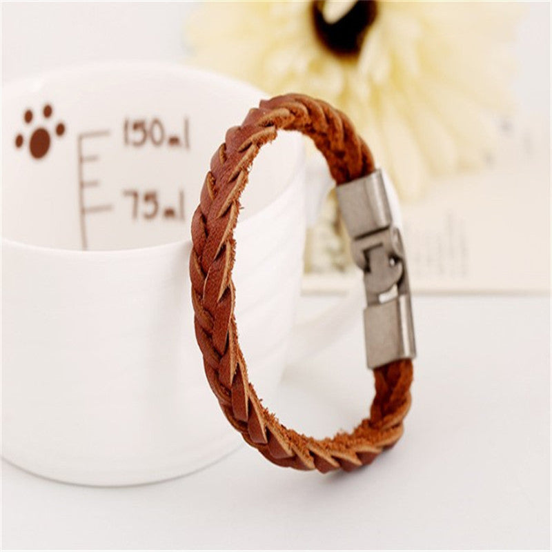 Authentic Leather Weave Unisex Bracelet Ancient