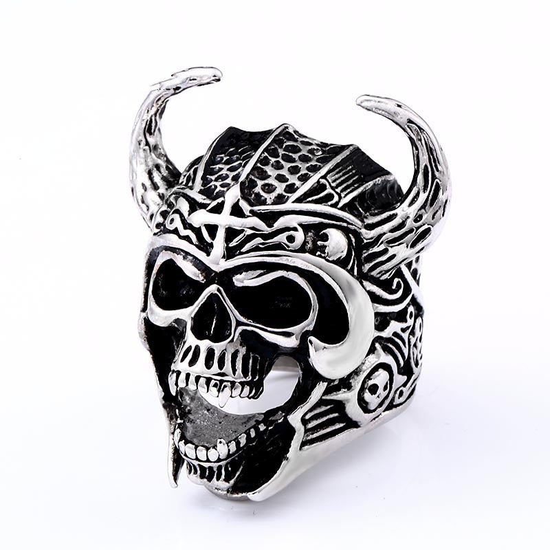 Stainless Steel Ring Skull Helmet Warrior