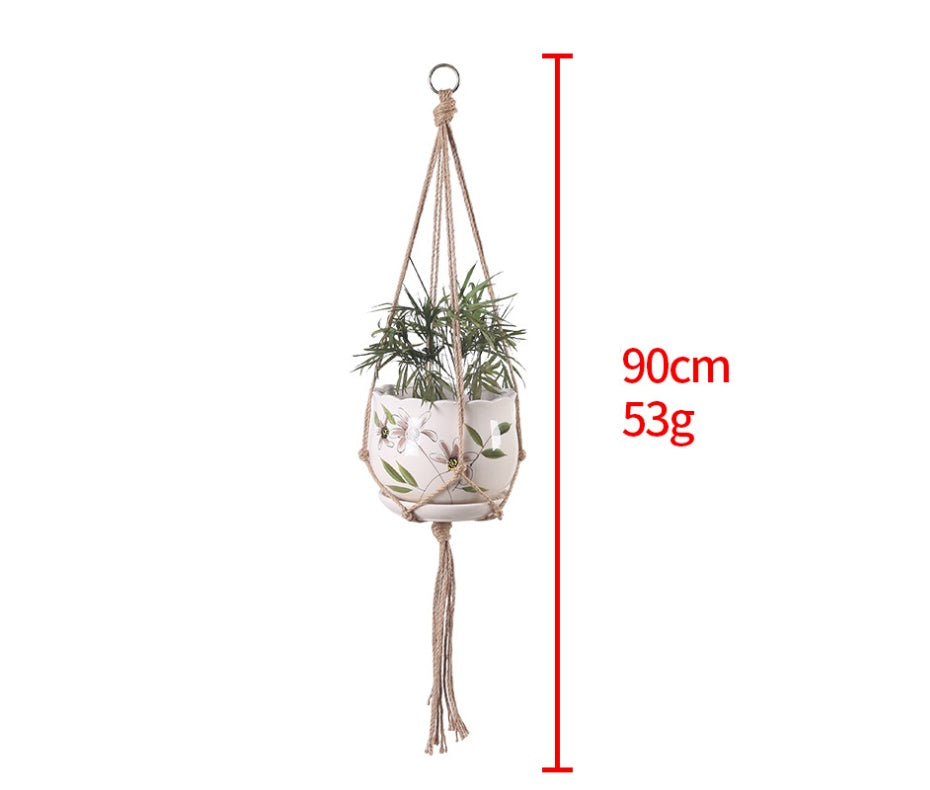 Hand-woven plant hanging basket cotton rope sling basket