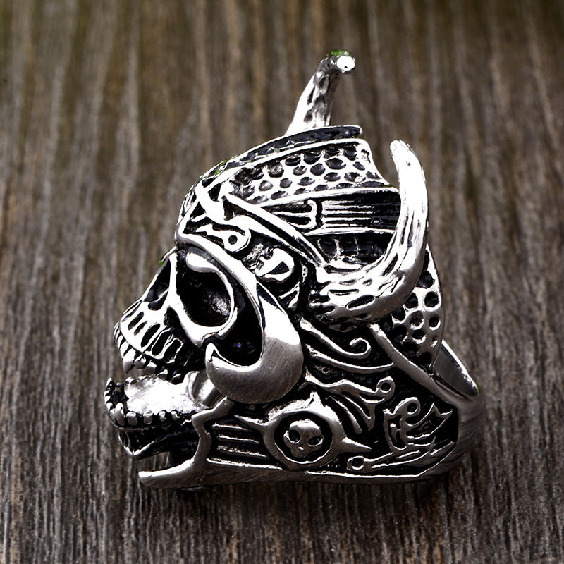 Stainless Steel Ring Skull Helmet Warrior