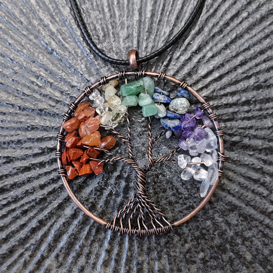 Seven Chakra Ornaments Rough Stone Pendant Set