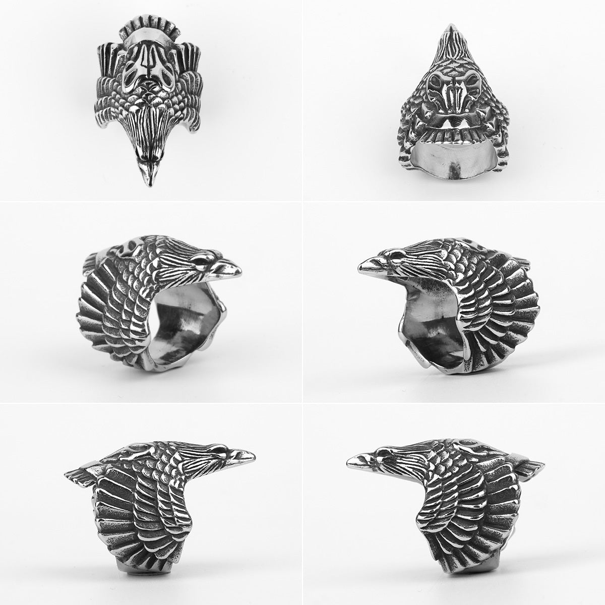 Viking Crow Stainless Steel Titanium Steel Men's Ring