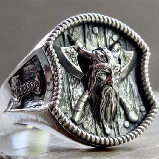 Retro Personality Cool Viking Double Axe Viking Titanium Steel Ring