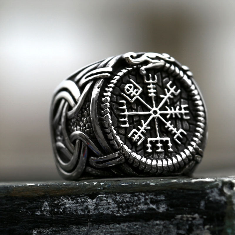 Vintage Nordic Viking Alphabet Stainless Steel Ring