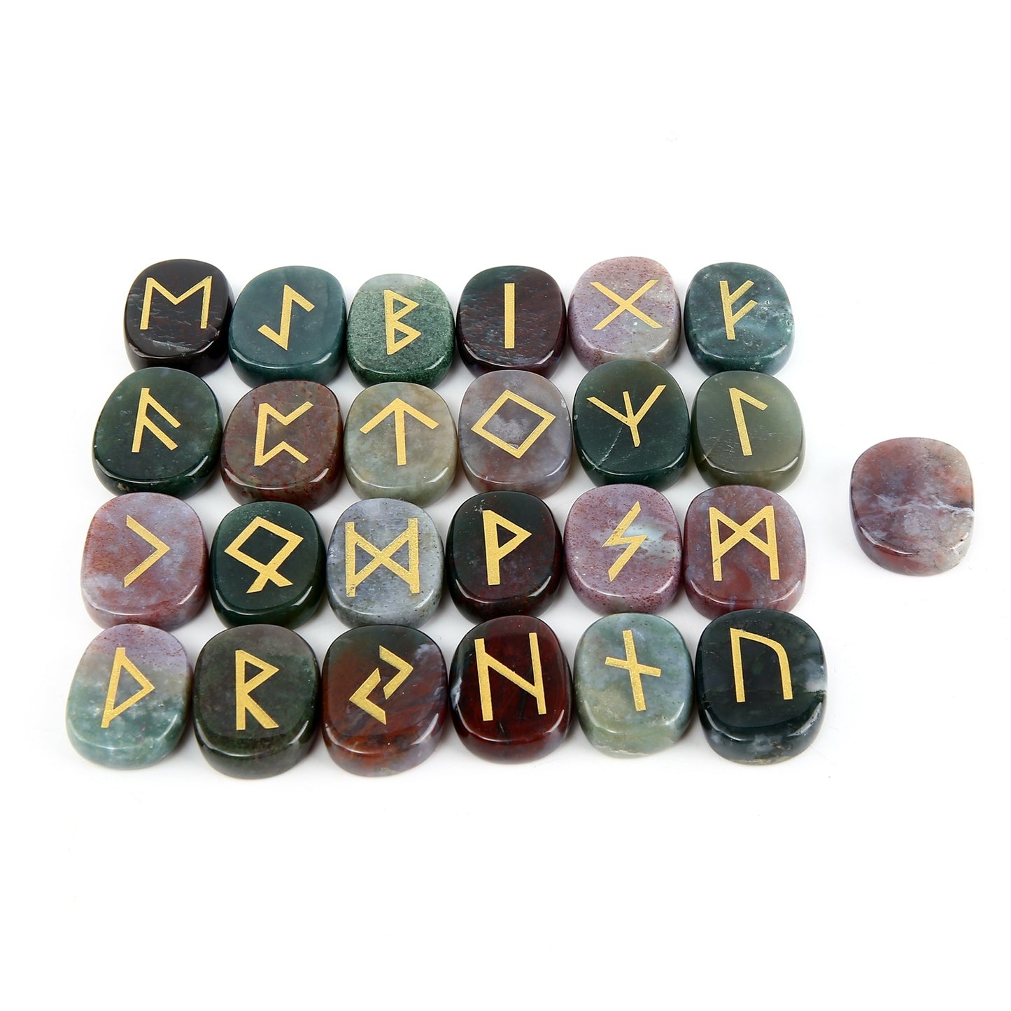 Nordic Germanic Runes Luenruini Letter Natural Crystal Oval Piece Rune 24 1 Set