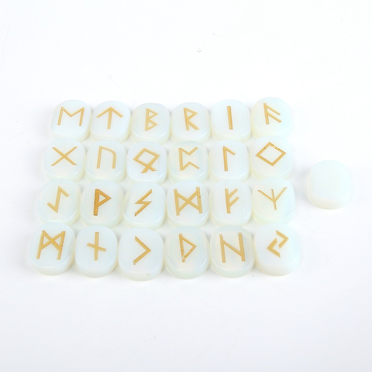 Nordic Germanic Runes Luenruini Letter Natural Crystal Oval Piece Rune 24 1 Set