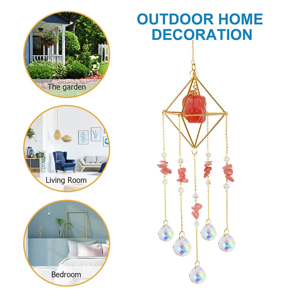 Crystal Prisms Pendant Creative Hanging Sun Catcher Versatile Light Catching Wind Chime for Wedding Decoration