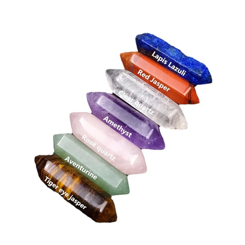 14pcs Pointed Quartz Crystal Chakra Healing Stones Starter Set