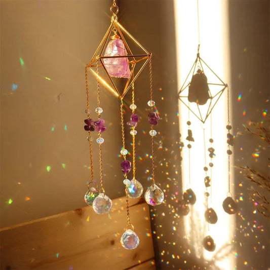 Crystal Prisms Pendant Creative Hanging Sun Catcher Versatile Light Catching Wind Chime for Wedding Decoration