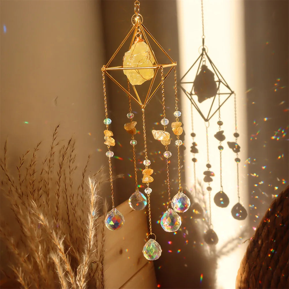 Crystal Prisms Pendant Creative Hanging Sun Catcher Versatile Light Catching Wind Chime for Wedding Decoration