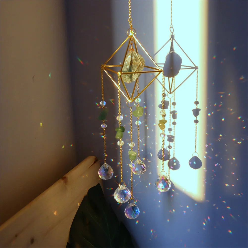 Crystal Prisms Pendant Creative Hanging Sun Catcher Versatile Light Catching Wind Chime for Wedding Decoration