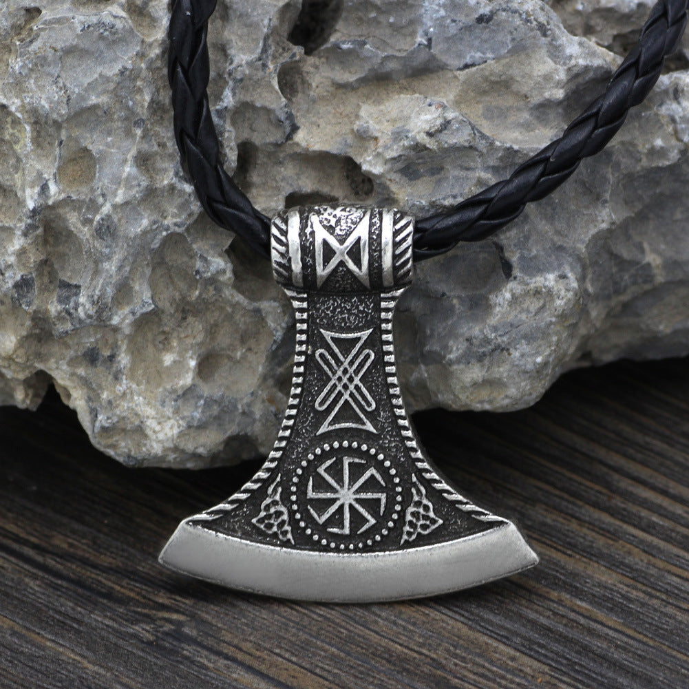 Nordic Viking Symbol Axe Pendant Necklace Men