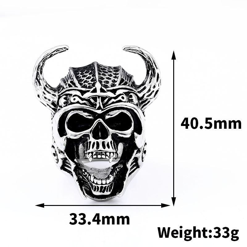 Stainless Steel Ring Skull Helmet Warrior