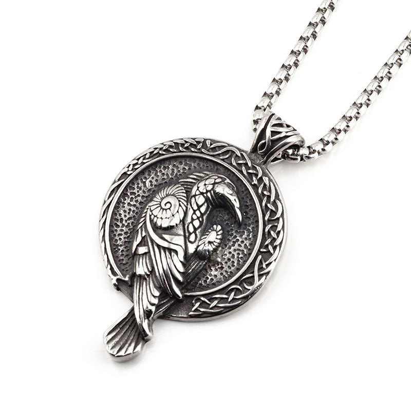 Nordic Amulet Necklace Viking Crow Pendant