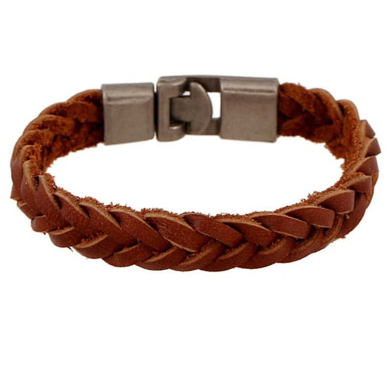 Authentic Leather Weave Unisex Bracelet Ancient