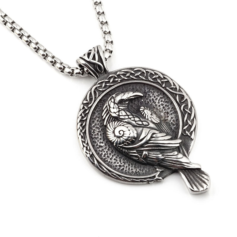 Nordic Amulet Necklace Viking Crow Pendant