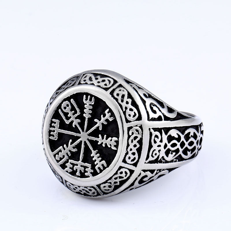 Vintage Nordic Viking Alphabet Stainless Steel Ring