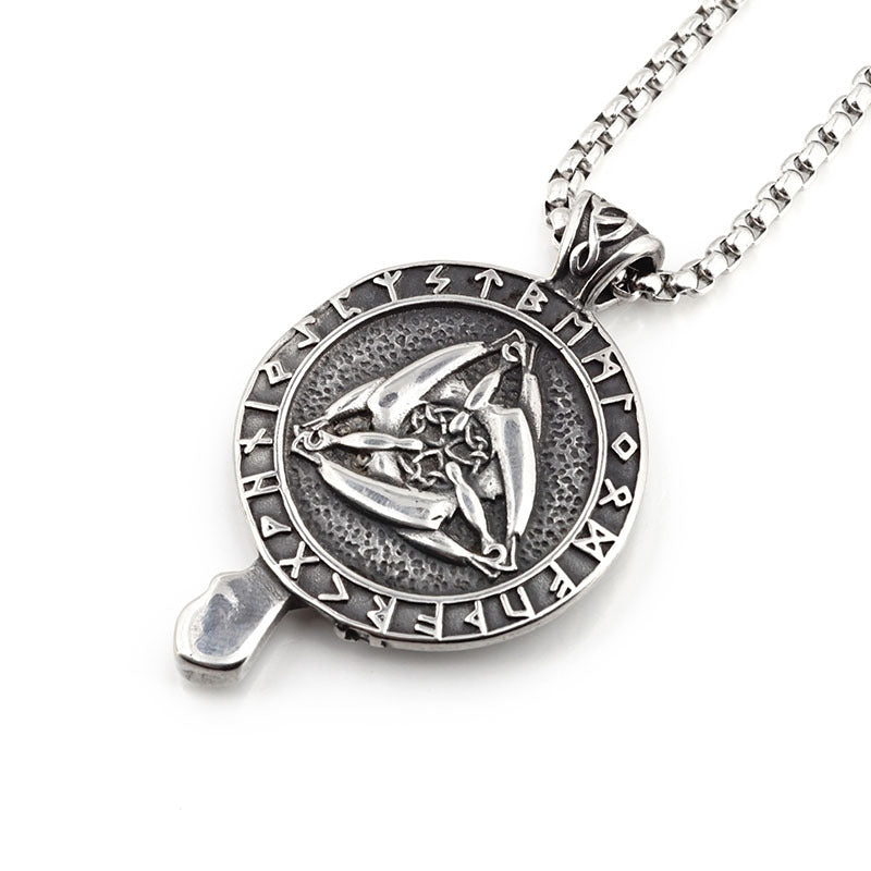 Nordic Amulet Necklace Viking Crow Pendant